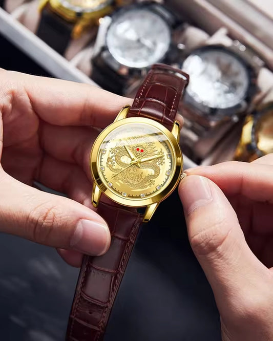 Mens Business Fashion Watch Leather Strap Chronograph