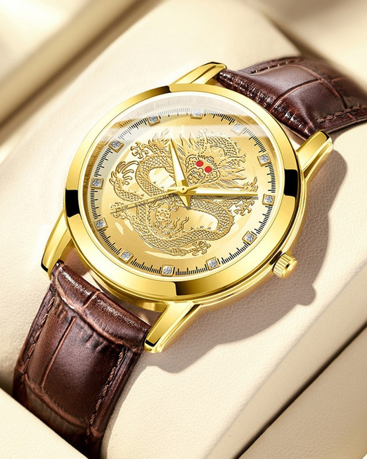Mens Business Fashion Watch Leather Strap Chronograph